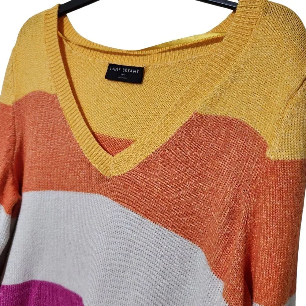 Lane Bryant Sweater Size 14/16 Striped Tunic Sweater Colorful - Picture 6 of 15